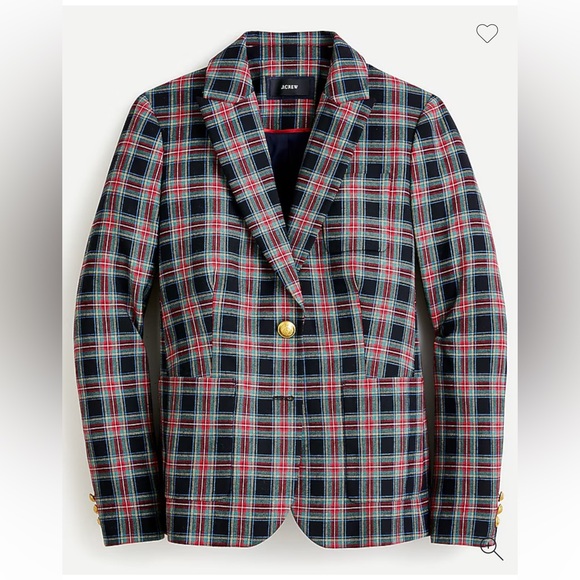 NWOT J.Crew Shrunken Blazer in Black Stewart Tartan Plaid Wool Jacket Sz 8 - Picture 7 of 8
